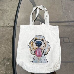Dog Print White Tote Bag
